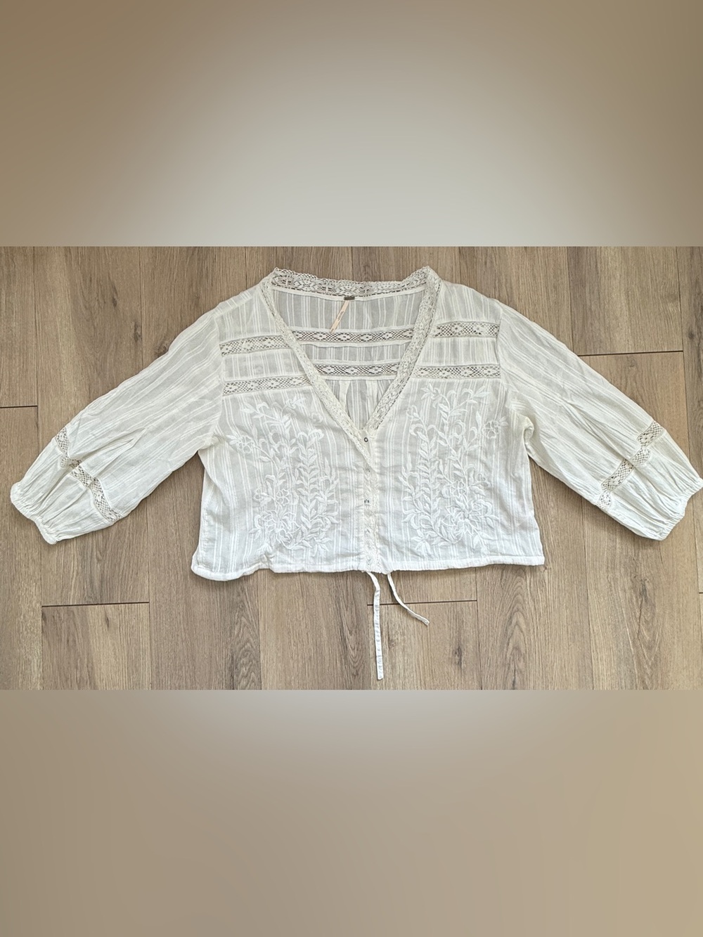 Free People Follow Your Heart Ivory Cottagecore Prairie Dainty Top Sz M